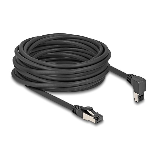 Delock RJ45 hálózati kábel Cat.8.1 S/FTP 90 fokban felfelé hajló / egyenes 10 m fekete