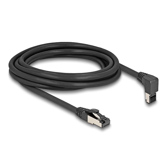 Delock RJ45 hálózati kábel Cat.8.1 S/FTP 90 fokban felfelé hajló / egyenes 3 m fekete