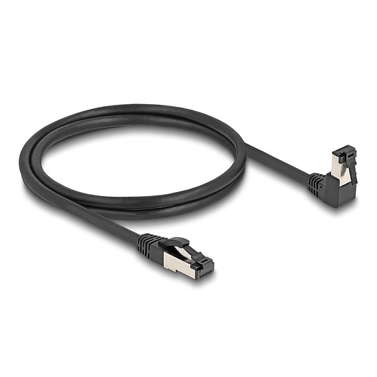Delock RJ45 hálózati kábel Cat.8.1 S/FTP 90 fokban lefelé hajló / egyenes 1 m fekete