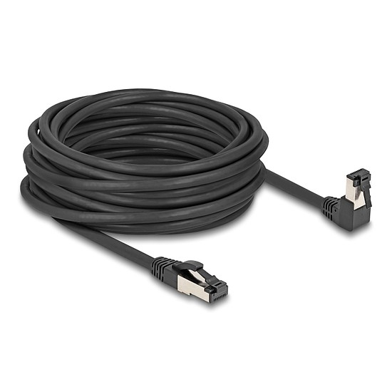Delock RJ45 hálózati kábel Cat.8.1 S/FTP 90 fokban lefelé hajló / egyenes 10 m fekete