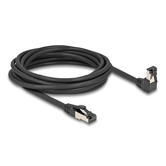 Delock RJ45 hálózati kábel Cat.8.1 S/FTP 90 fokban lefelé hajló / egyenes 5 m fekete