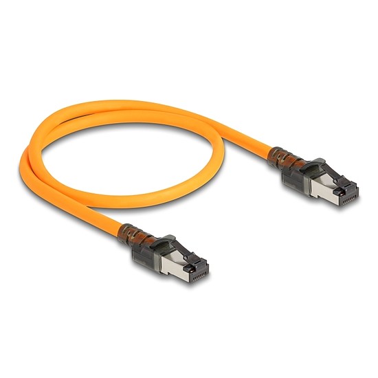 Delock RJ45 hálózati kábel USB Type-C porttal megtalálási, önazonosítási funkcióval Cat.6A S/FTP 0,5 m narancssárga