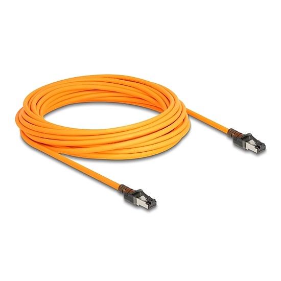 Delock RJ45 hálózati kábel USB Type-C porttal megtalálási, önazonosítási funkcióval Cat.6A S/FTP 10 m narancssárga