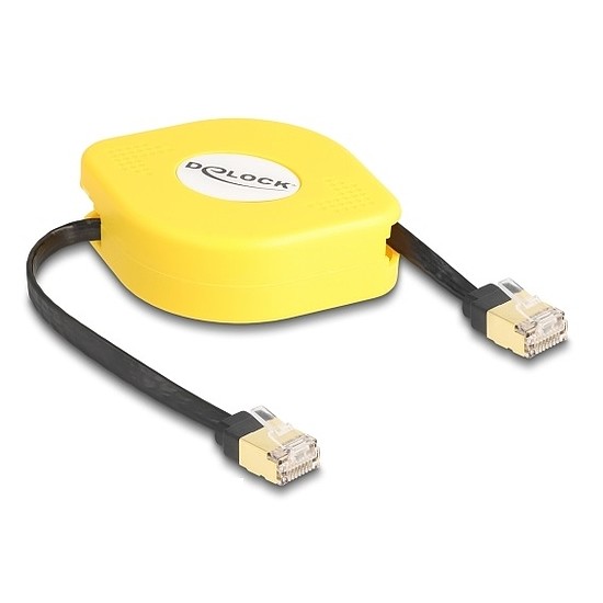 Delock RJ45 kihúzhatós kábel Cat.6A STP 1,5 m fekete / sárga
