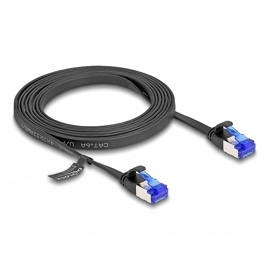 Delock RJ45 lapos patch kábel apa - apa Cat.6A flexibilis 2 m fekete