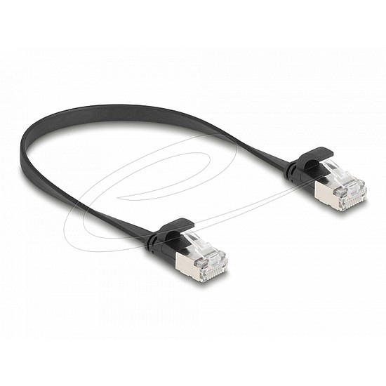 Delock RJ45 lapos patch kábelcsatlakozó a dugóhoz Cat.6A U/FTP 0,25 m fekete