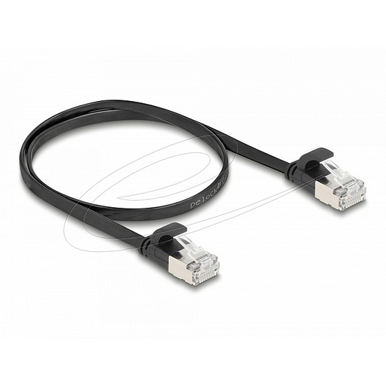 Delock RJ45 lapos patch kábelcsatlakozó a dugóhoz Cat.6A U/FTP 0,5 m fekete