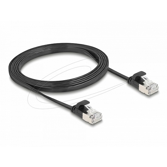 Delock RJ45 lapos patch kábelcsatlakozó a dugóhoz Cat.6A U/FTP 1,5 m fekete