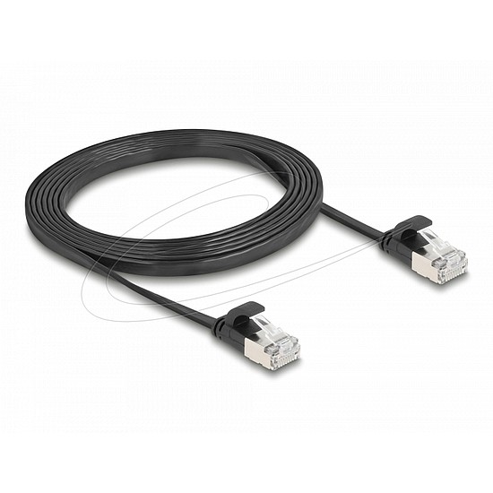 Delock RJ45 lapos patch kábelcsatlakozó a dugóhoz Cat.6A U/FTP 2 m fekete