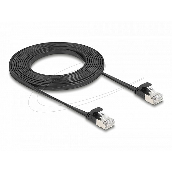Delock RJ45 lapos patch kábelcsatlakozó a dugóhoz Cat.6A U/FTP 3 m fekete