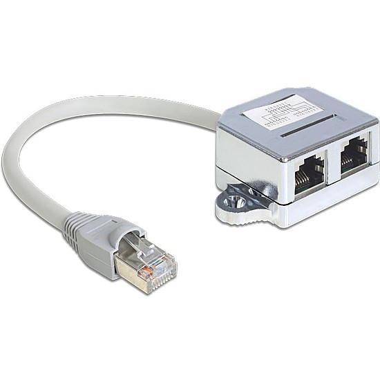 Delock RJ45 Port duplázó 1 RJ45 dugó > 2 RJ45 jack (1x Ethernet, 1x ISDN) (65441)