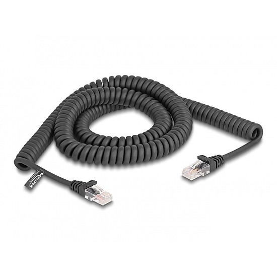 Delock RJ45 tekercselt kábel apa - apa Cat.5e 3 m, fekete