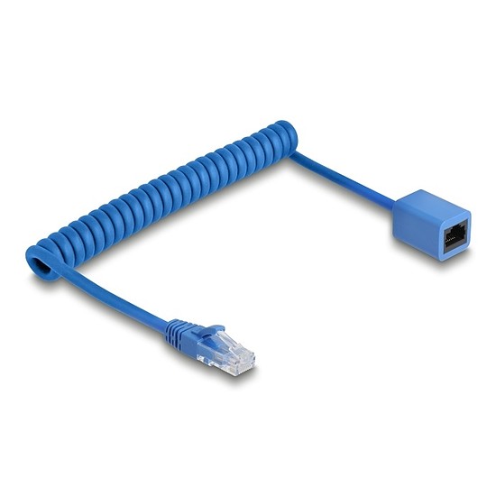 Delock RJ45 tekercses kábelcsatlakozó a jack csatlakozóhoz Cat.6 UTP 0,8 m 1,8 m kék