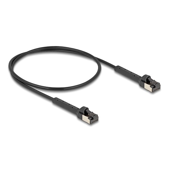 Delock RJ45 vékony hálózati kábel Cat.8.1 U/FTP hajlítható akár 40 Gbps fekete 0,5 m