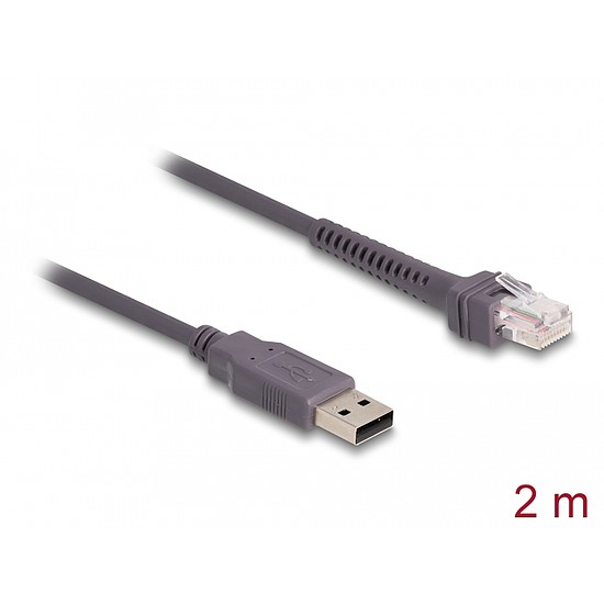Delock RJ50 A-típusú USB 2.0 vonalkód olvasó kábel 2 m (90599)