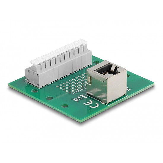 Delock RJ50 anya - Terminal block nyomógombbal hajlított DIN sínhez (67013)