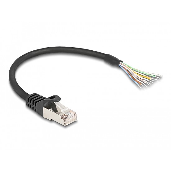 Delock RJ50 kábel apa - nyílt vezetékvégek S/FTP 0,25 m fekete