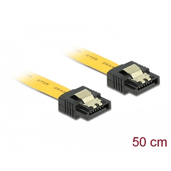 Delock SATA 6 Gb/s egyenes /egyenes kábel, fém, 50 cm (82809)