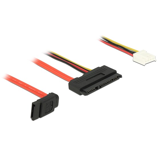 Delock SATA-kábel, 6 Gb/s, 7 tus csatlakozóhüvely + 4 tus Floppy-csatlakozóhüvely (5 V + 12 V) > SAT (84852)
