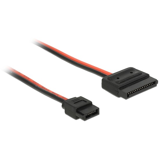Delock SATA-tápkábel 15 tűs csatlakozóhüvellyel > Slim SATA-tápcsatlakozó 6 tűs csatlakozóhüvellyel, (84857)