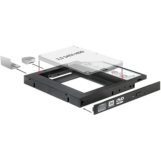 Delock Slim SATA 5.25 illeszto-keret, 1 x 2.5 SATA HDD/SSD-hez (61993)