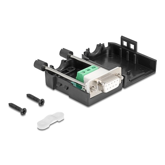 Delock Soros D-Sub 9 tűs anya - 3 tűs sorkapocs RS-232/RS-485/CANBUS házzal
