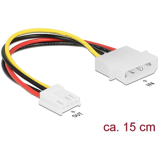 Delock Tápkábel 4 pin apa > 4 pin floppy anya 15 cm (85337)