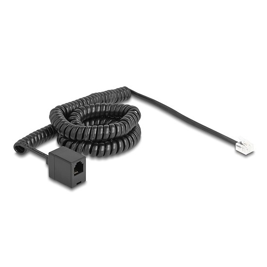 Delock Telefon csavart kábel RJ11 apa - RJ11 anya fekete színű 5 m