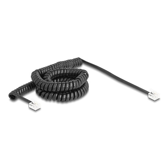 Delock Telefon csavart kábel RJ11 apa - RJ11 apa fekete színű 5 m
