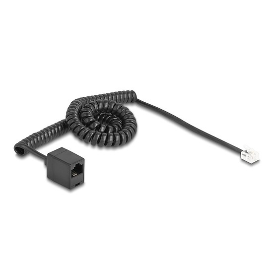Delock Telefon csavart kábel RJ11 apa - RJ45 anya fekete színű 3 m