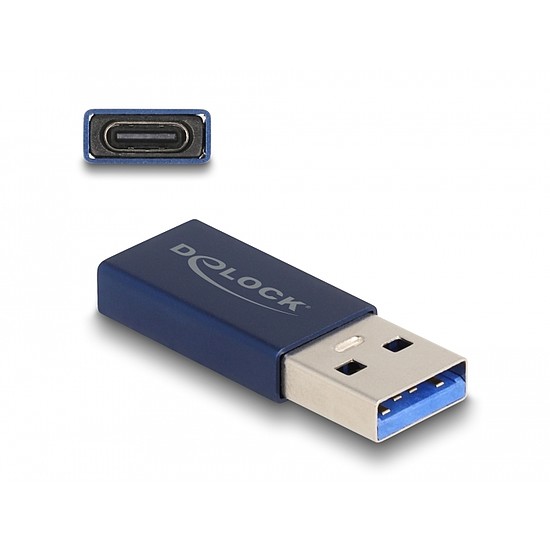 Delock USB 10 Gbps adapter A-típusú USB apa - USB Type-C aktív anya kék