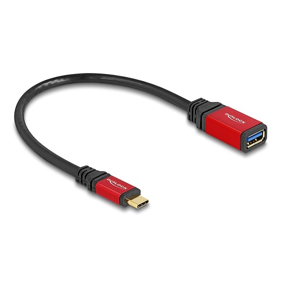 Delock USB 10 Gbps adapter USB Type-C apa - USB A-típusú hüvely 15 cm piros fém
