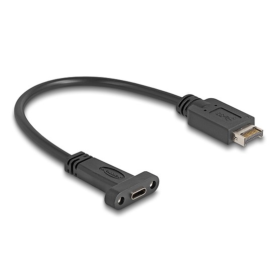 Delock USB 10 Gbps kábel E-típusú A kulcs USB 20 tűs apa - USB Type-C panel-rögzítős anya 25 cm
