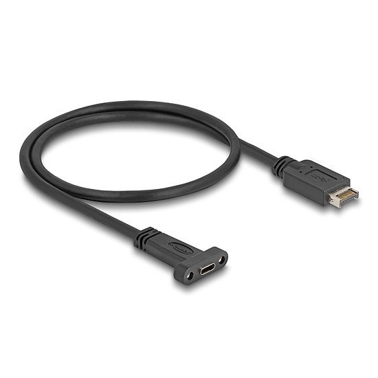 Delock USB 10 Gbps kábel E-típusú A kulcs USB 20 tűs apa - USB Type-C panel-rögzítős anya 50 cm