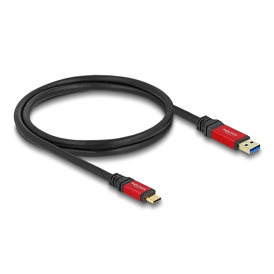 Delock USB 10 Gbps kábel USB A-típusú apa - USB Type-C apa 1 m piros fém