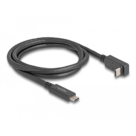 Delock USB 10 Gbps kábel USB Type-C apa USB Type-C apa, ívelt felfelé / lefelé, 1 m 4K PD 60 W E-Marker