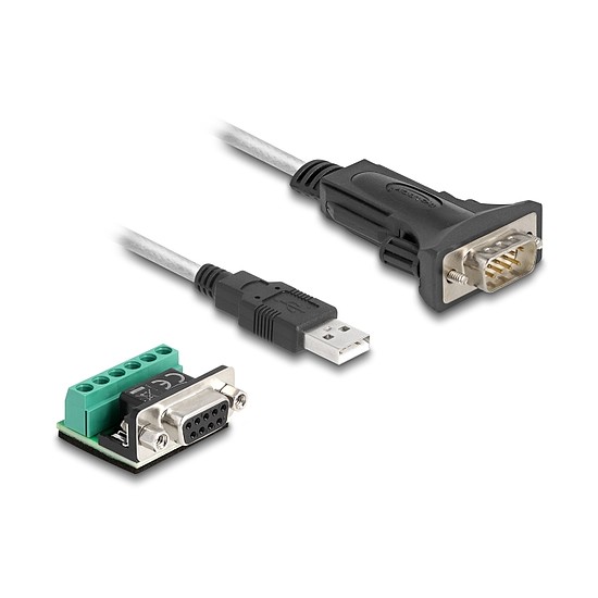 Delock USB 2.0 A-típusú adapter 1 x soros RS-422/485 apa 6 tűs terminal blockkal 5 V 0,5 m