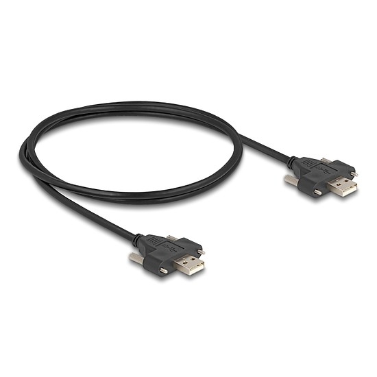 Delock USB 2.0 A-típusú kábel apa apa csavarokkal 1 m fekete