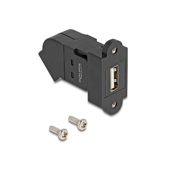 Delock USB 2.0 A-típusú panel tartó anya A-típusú anya 45 -ban hajlított fekete