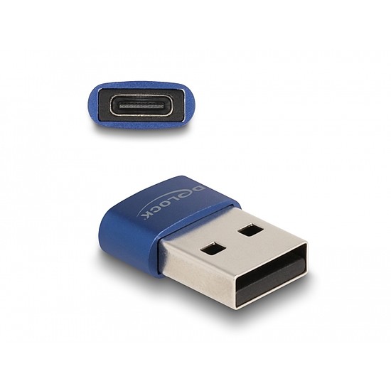 Delock USB 2.0 adapter A-típusú USB apa - USB Type-C anya kék