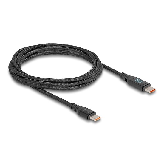 Delock USB 2.0 gyorstöltő kábel USB Type-C apa - apa PD 3.1 140 W tápjelzővel, 1,20 m