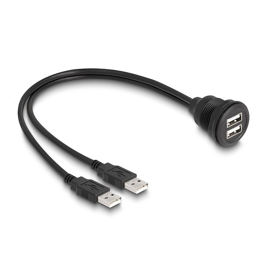 Delock USB 2.0 kábel 2 x USB A-típusú apa végződéssel, valamint egy 2 x USB A-típusú anya beépített végződéssel 1 m, fekete