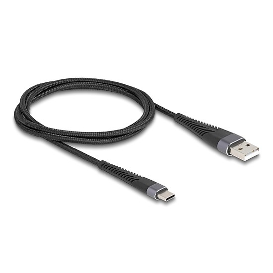 Delock USB 2.0 kábel A-típusú USB apa - USB Type-C apa meghosszabbított hajlítás védelemmel 1 m