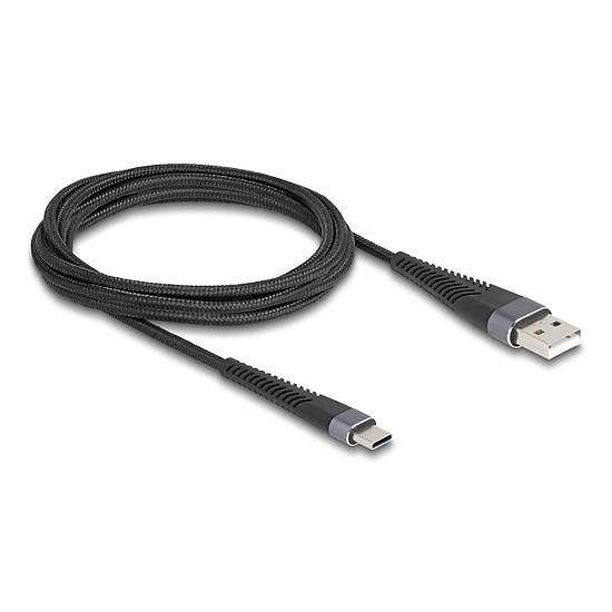 Delock USB 2.0 kábel A-típusú USB apa - USB Type-C apa meghosszabbított hajlítás védelemmel 2 m