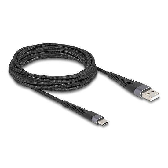 Delock USB 2.0 kábel A-típusú USB apa - USB Type-C apa meghosszabbított hajlítás védelemmel 3 m