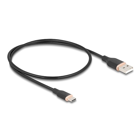 Delock USB 2.0 kábel USB A-típusú dugó - USB Type-C dugó 0,5 m fekete Szilikon