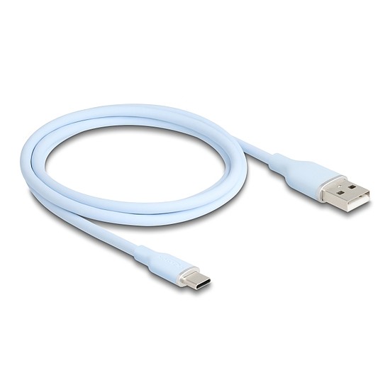 Delock USB 2.0 kábel USB A-típusú dugó - USB Type-C dugó 1 m kék Szilikon