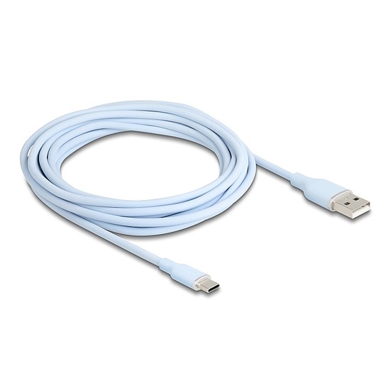 Delock USB 2.0 kábel USB A-típusú dugó - USB Type-C dugó 4 m kék Szilikon