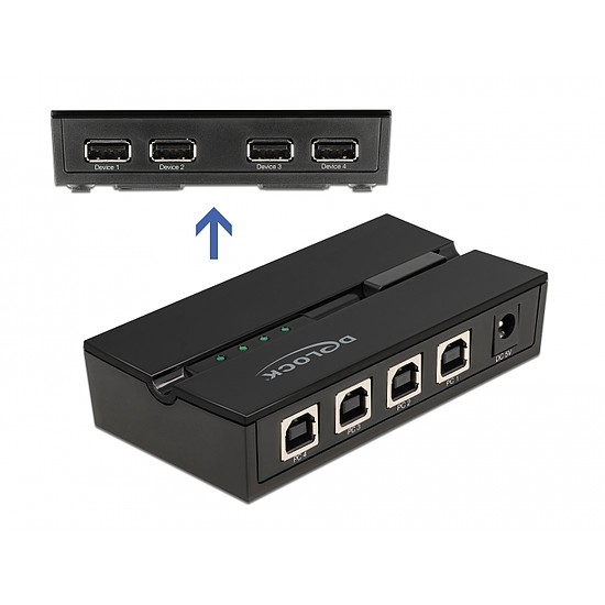 Delock USB 2.0 kapcsoló 4 személyi számítógép - 4 eszköz (11494)