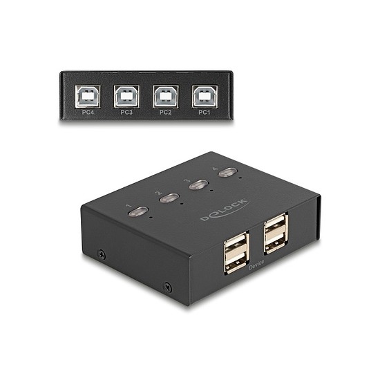 Delock USB 2.0 kapcsoló 4 személyi számítógép - 4 eszköz